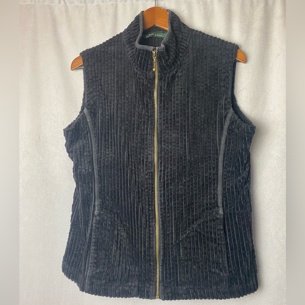 Woolrich Black Cotton Corduroy Zip Vest Fall Gorpcore Trail‑Ready Essential M - Picture 2 of 6